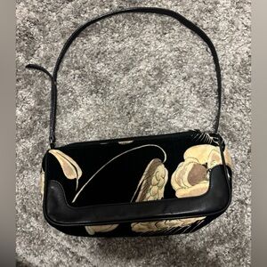 Dolce & Gabbana Black and Tan Floral Shoulder Bag